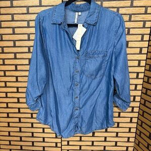 Grand & Green Denim Button Down Shirt Size Small